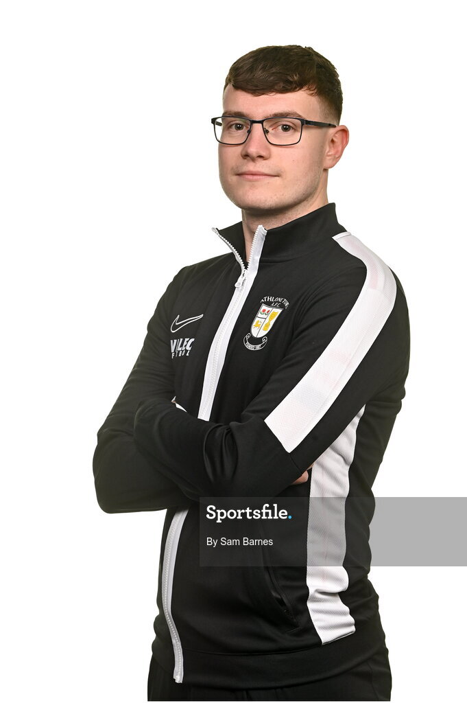 14 February 2024; Athlone Town FC Athletic Therapist Jamie Thomas poses for a portrait during a Athlone Town FC squad portraits session at Athlone Town Stadium in Athlone, Westmeath. Photo by Sam Barnes/Sportsfile