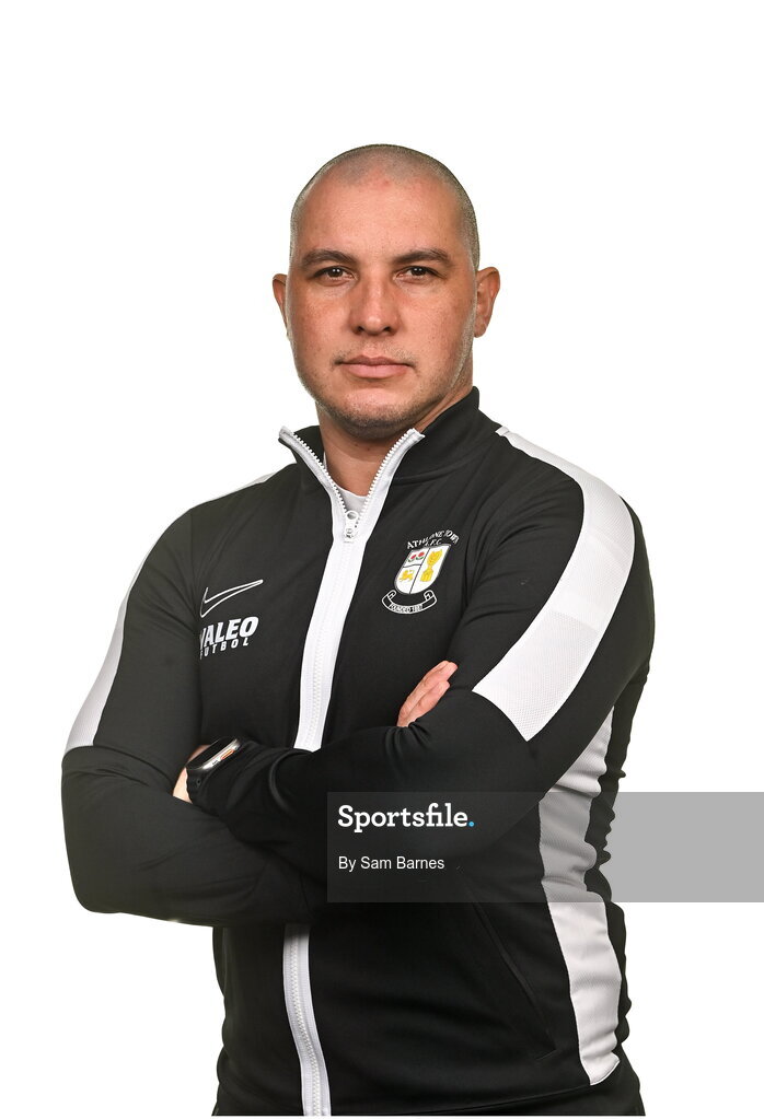 14 February 2024; Athlone Town FC Assistant Coach Tiago Oliveira poses for a portrait during a Athlone Town FC squad portraits session at Athlone Town Stadium in Athlone, Westmeath. Photo by Sam Barnes/Sportsfile