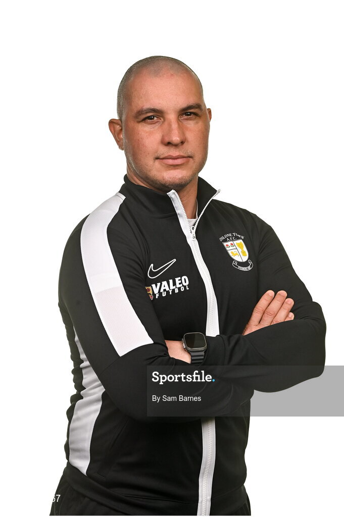 14 February 2024; Athlone Town FC Assistant Coach Tiago Oliveira poses for a portrait during a Athlone Town FC squad portraits session at Athlone Town Stadium in Athlone, Westmeath. Photo by Sam Barnes/Sportsfile