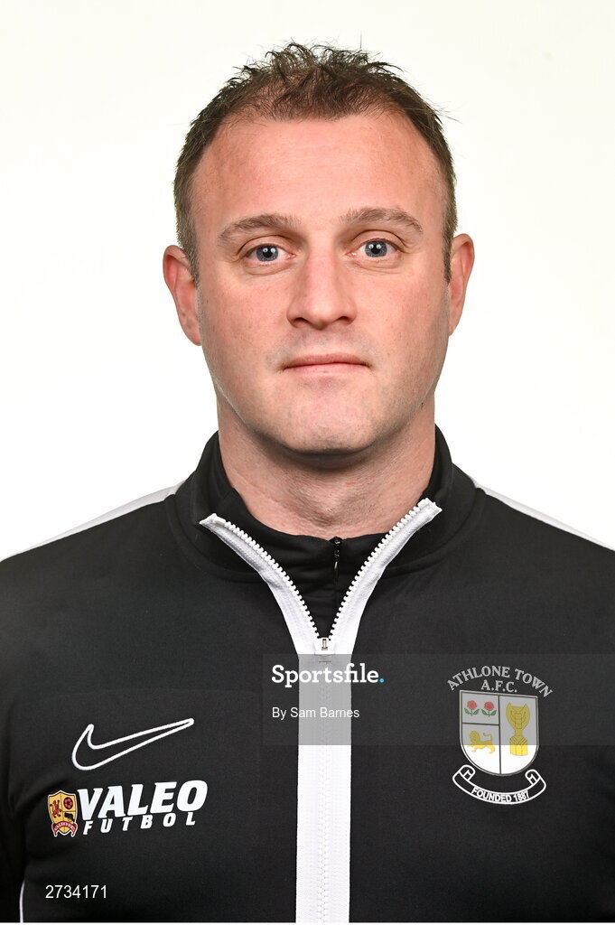 14 February 2024; Athlone Town FC Sports Scientist Emmett Egan poses for a portrait during a Athlone Town FC squad portraits session at Athlone Town Stadium in Athlone, Westmeath. Photo by Sam Barnes/Sportsfile