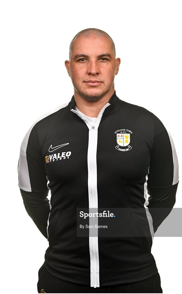 14 February 2024; Athlone Town FC Assistant Coach Tiago Oliveira poses for a portrait during a Athlone Town FC squad portraits session at Athlone Town Stadium in Athlone, Westmeath. Photo by Sam Barnes/Sportsfile