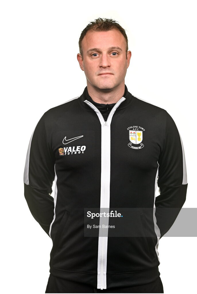 14 February 2024; Athlone Town FC Sports Scientist Emmett Egan poses for a portrait during a Athlone Town FC squad portraits session at Athlone Town Stadium in Athlone, Westmeath. Photo by Sam Barnes/Sportsfile