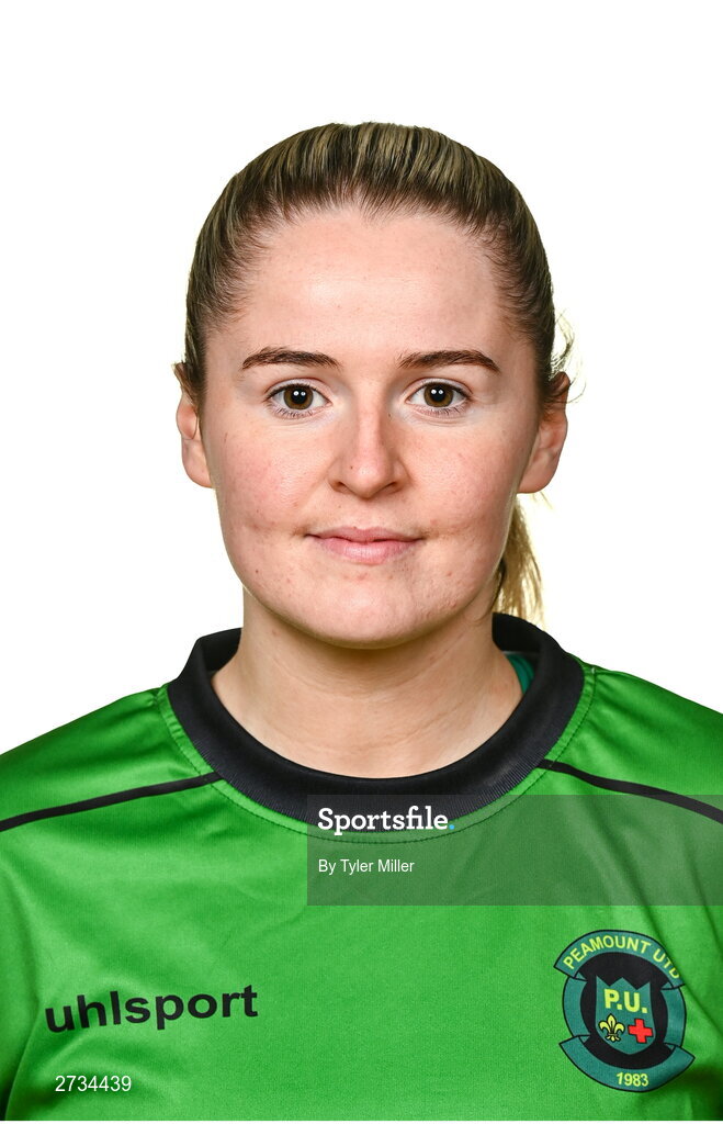 14 February 2024; Erin McLaughlin poses for a portrait during a Peamount United FC squad portraits at PRL Park in Greenogue, Dublin. Photo by Tyler Miller/Sportsfile