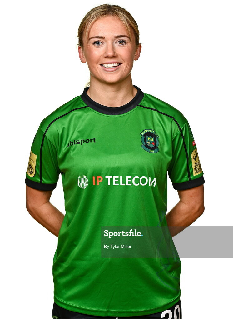 14 February 2024; Erica Burke poses for a portrait during a Peamount United FC squad portraits at PRL Park in Greenogue, Dublin. Photo by Tyler Miller/Sportsfile