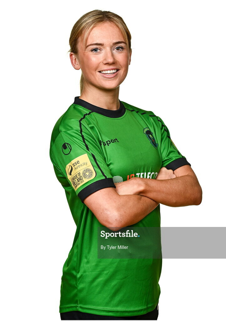 14 February 2024; Erica Burke poses for a portrait during a Peamount United FC squad portraits at PRL Park in Greenogue, Dublin. Photo by Tyler Miller/Sportsfile