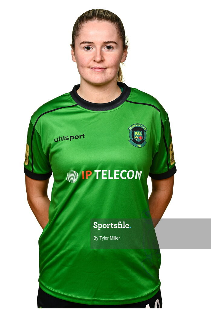 14 February 2024; Erin McLaughlin poses for a portrait during a Peamount United FC squad portraits at PRL Park in Greenogue, Dublin. Photo by Tyler Miller/Sportsfile