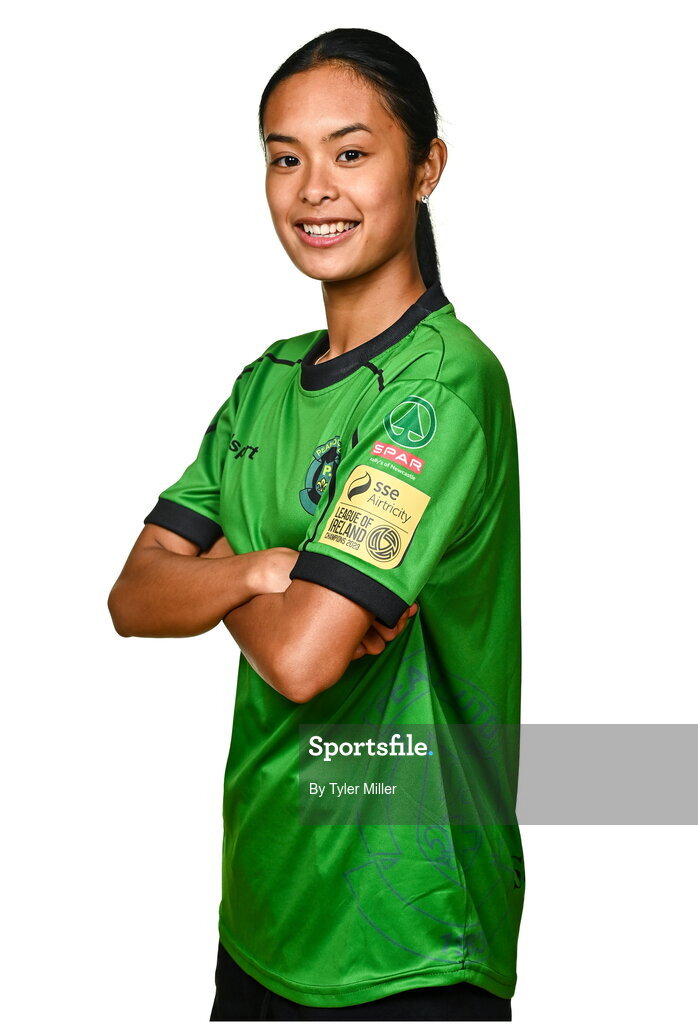 14 February 2024; Toni Marie Ceno poses for a portrait during a Peamount United FC squad portraits at PRL Park in Greenogue, Dublin. Photo by Tyler Miller/Sportsfile