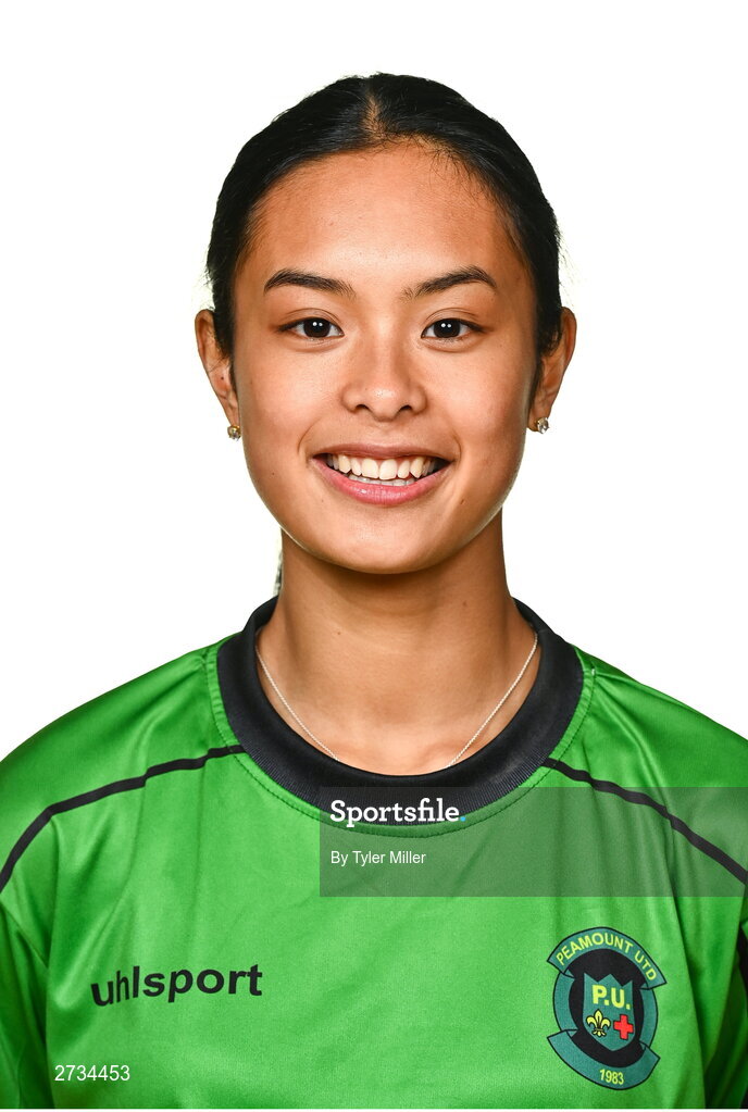 14 February 2024; Toni Marie Ceno poses for a portrait during a Peamount United FC squad portraits at PRL Park in Greenogue, Dublin. Photo by Tyler Miller/Sportsfile