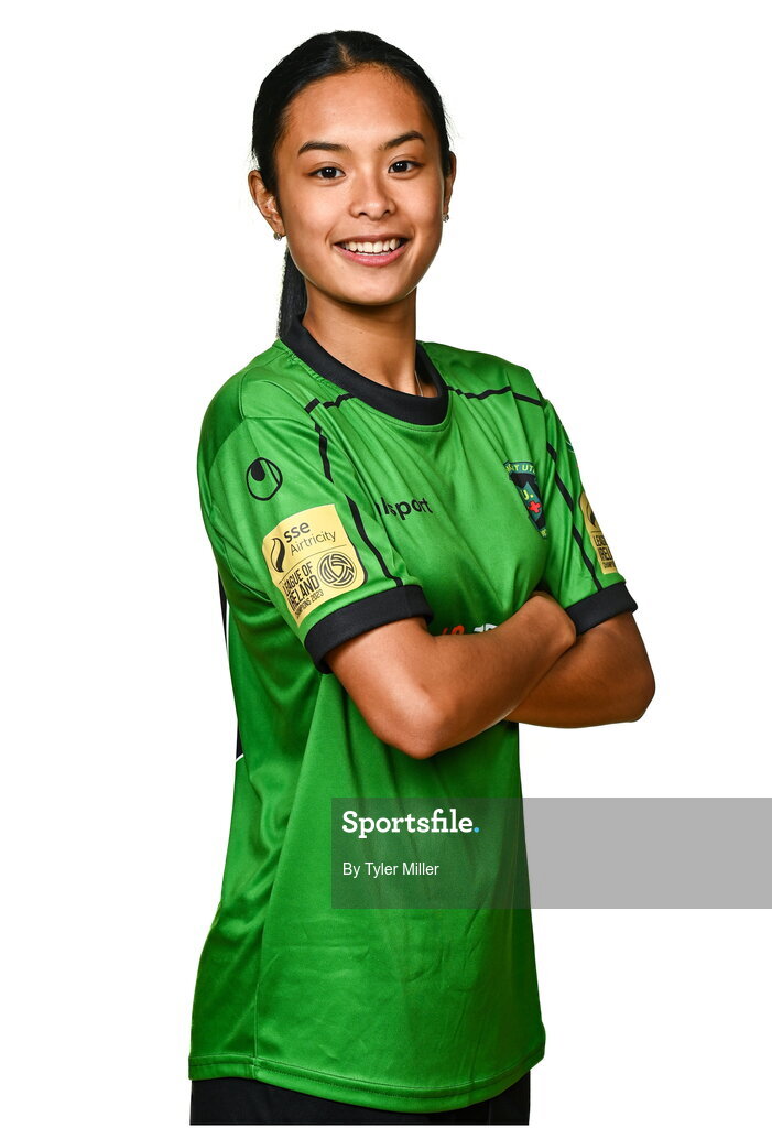 14 February 2024; Toni Marie Ceno poses for a portrait during a Peamount United FC squad portraits at PRL Park in Greenogue, Dublin. Photo by Tyler Miller/Sportsfile