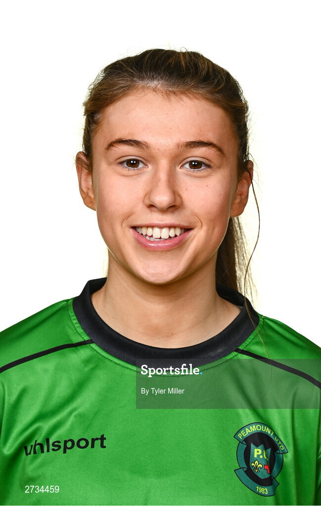 14 February 2024; Jess Fitzgerald poses for a portrait during a Peamount United FC squad portraits at PRL Park in Greenogue, Dublin. Photo by Tyler Miller/Sportsfile