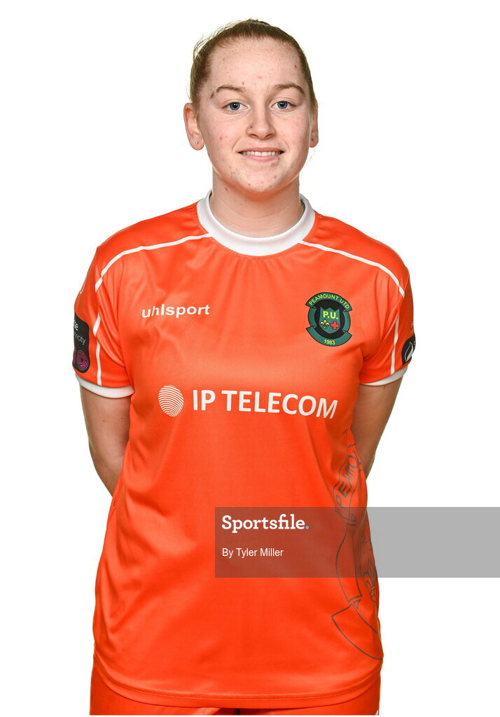 14 February 2024; Goalkeeper Niamh Richardson poses for a portrait during a Peamount United FC squad portraits at PRL Park in Greenogue, Dublin. Photo by Tyler Miller/Sportsfile