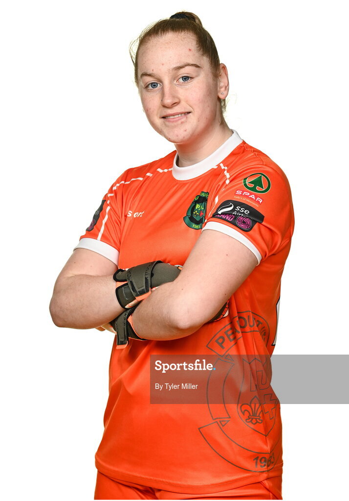 14 February 2024; Goalkeeper Niamh Richardson poses for a portrait during a Peamount United FC squad portraits at PRL Park in Greenogue, Dublin. Photo by Tyler Miller/Sportsfile