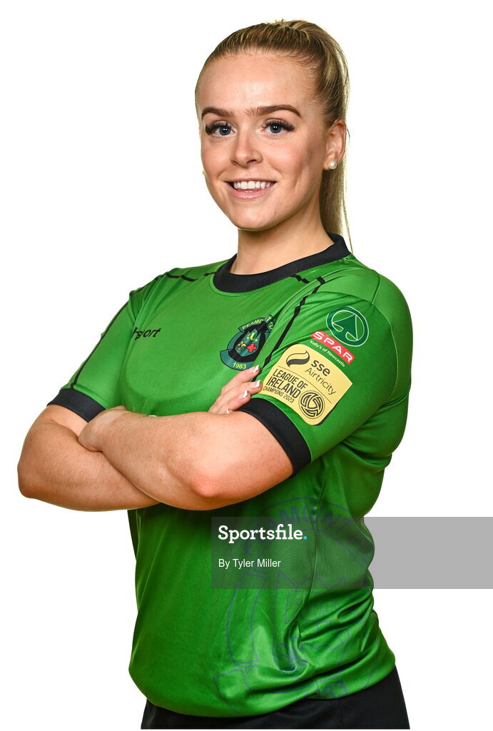 14 February 2024; Ciara Maher poses for a portrait during a Peamount United FC squad portraits at PRL Park in Greenogue, Dublin. Photo by Tyler Miller/Sportsfile