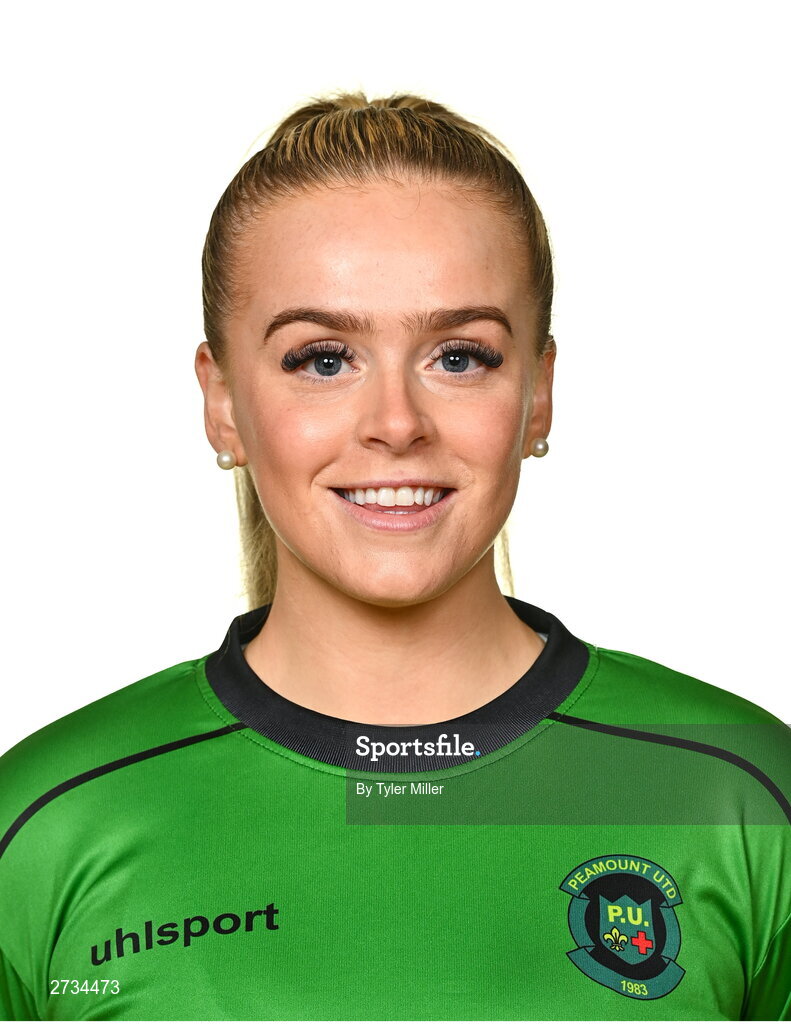 14 February 2024; Ciara Maher poses for a portrait during a Peamount United FC squad portraits at PRL Park in Greenogue, Dublin. Photo by Tyler Miller/Sportsfile