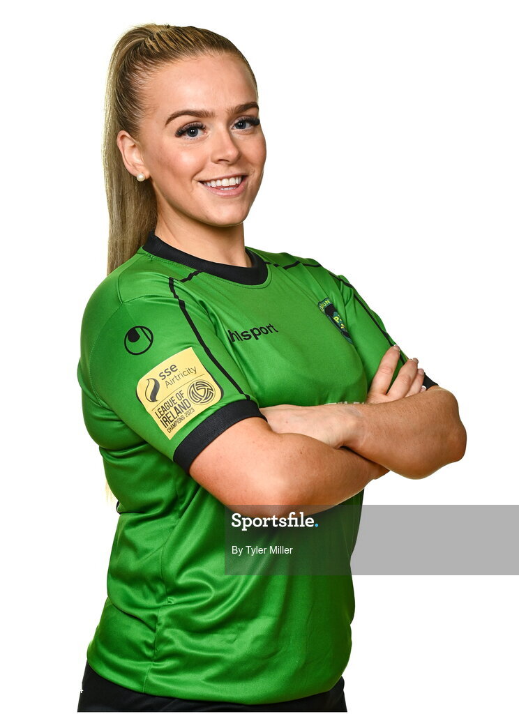 14 February 2024; Ciara Maher poses for a portrait during a Peamount United FC squad portraits at PRL Park in Greenogue, Dublin. Photo by Tyler Miller/Sportsfile