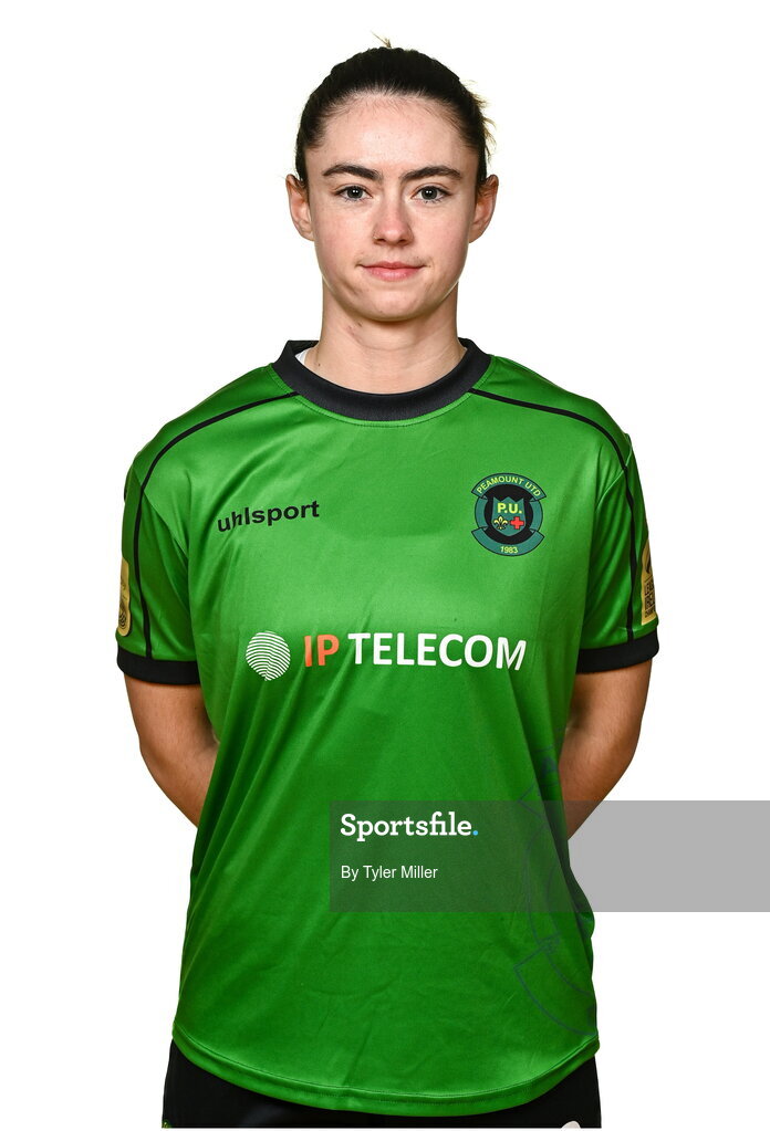 14 February 2024; Lauryn O'Callaghan poses for a portrait during a Peamount United FC squad portraits at PRL Park in Greenogue, Dublin. Photo by Tyler Miller/Sportsfile