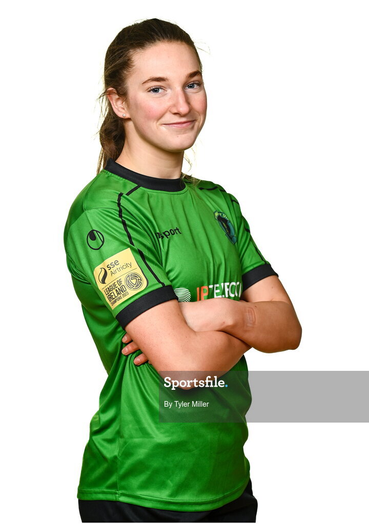 14 February 2024; Ellen Dolan poses for a portrait during a Peamount United FC squad portraits at PRL Park in Greenogue, Dublin. Photo by Tyler Miller/Sportsfile