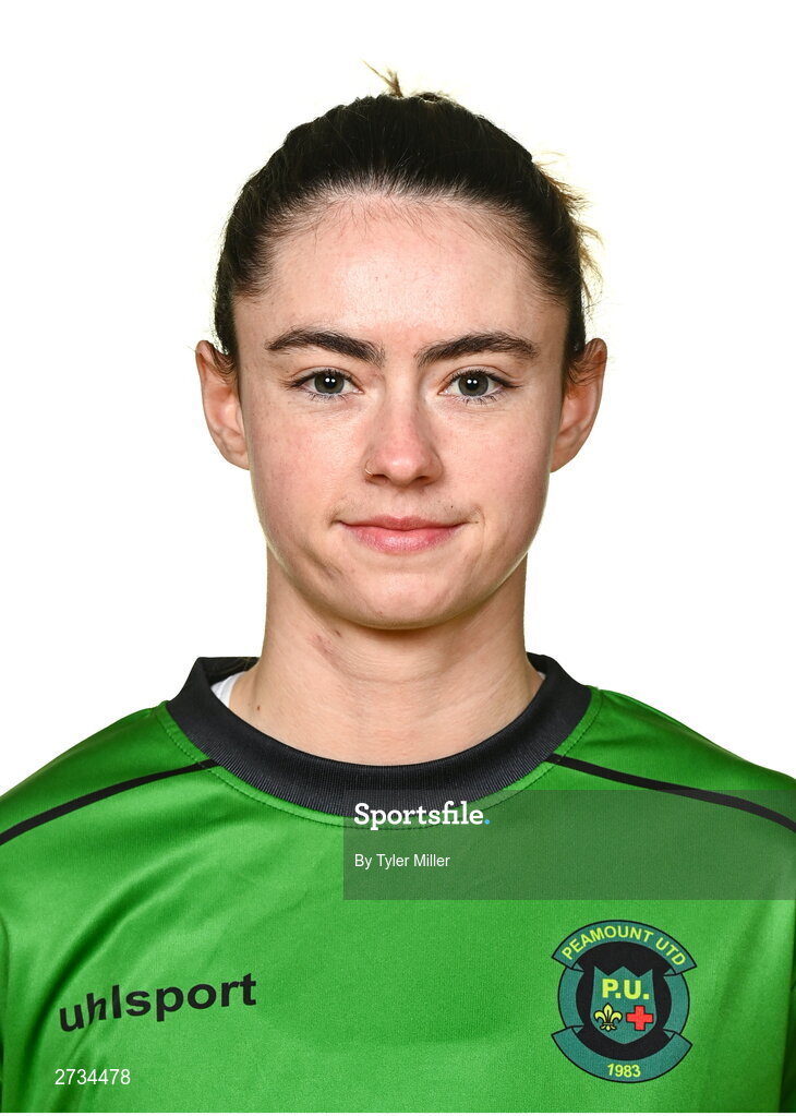 14 February 2024; Lauryn O'Callaghan poses for a portrait during a Peamount United FC squad portraits at PRL Park in Greenogue, Dublin. Photo by Tyler Miller/Sportsfile