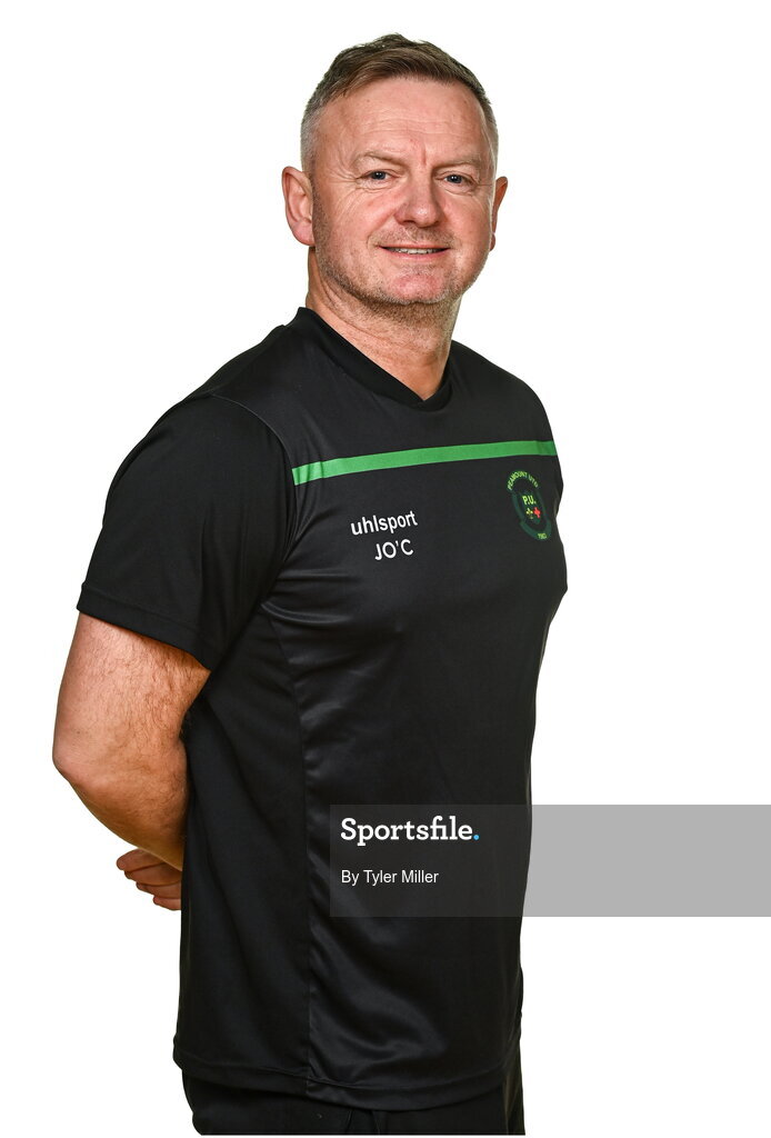 14 February 2024; Manager James O'Callaghan poses for a portrait during a Peamount United FC squad portraits at PRL Park in Greenogue, Dublin. Photo by Tyler Miller/Sportsfile
