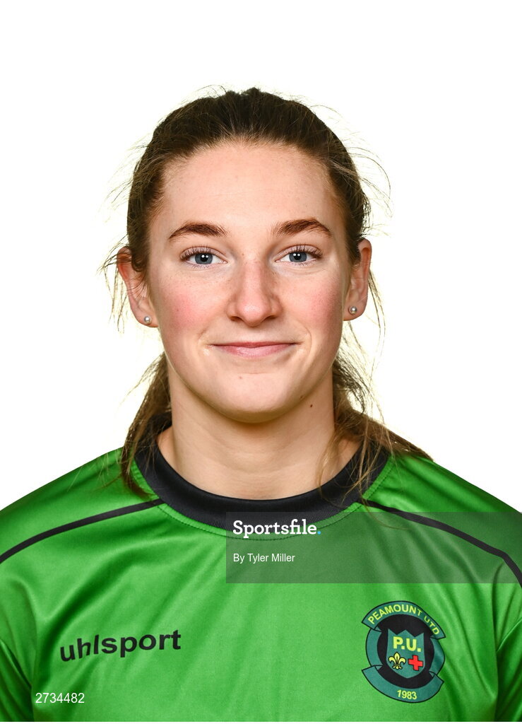 14 February 2024; Ellen Dolan poses for a portrait during a Peamount United FC squad portraits at PRL Park in Greenogue, Dublin. Photo by Tyler Miller/Sportsfile