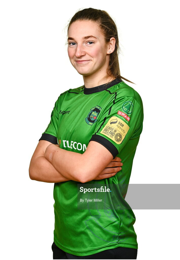 14 February 2024; Ellen Dolan poses for a portrait during a Peamount United FC squad portraits at PRL Park in Greenogue, Dublin. Photo by Tyler Miller/Sportsfile