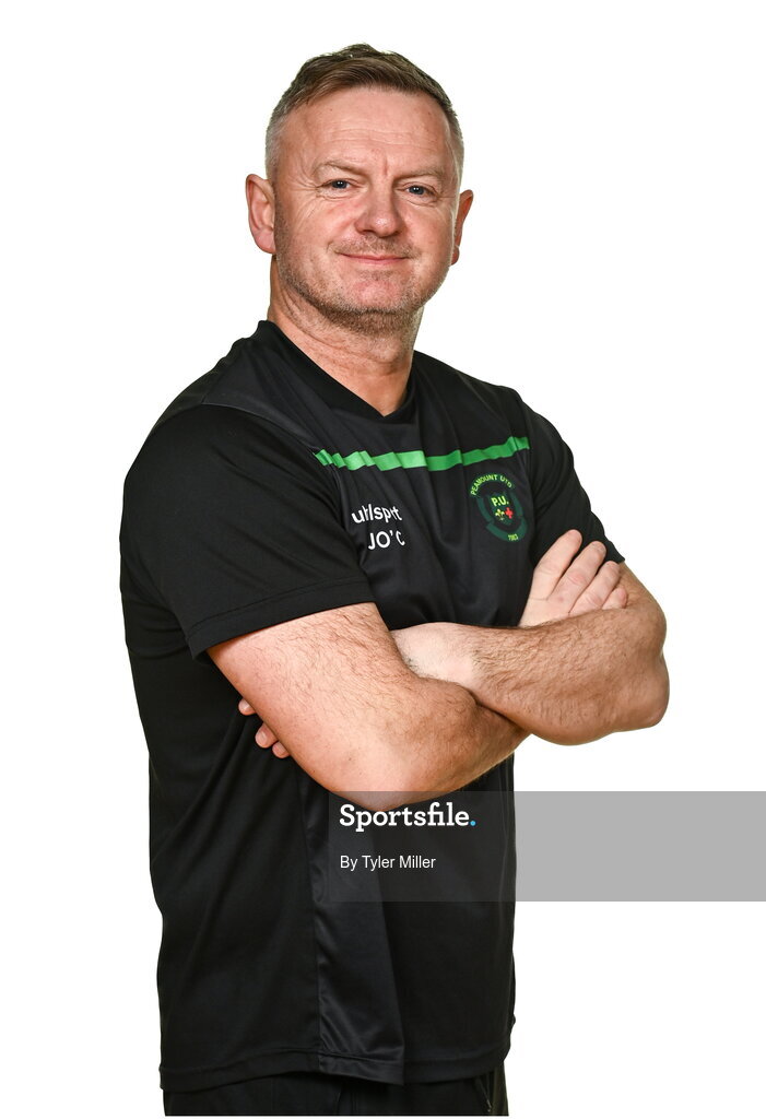 14 February 2024; Manager James O'Callaghan poses for a portrait during a Peamount United FC squad portraits at PRL Park in Greenogue, Dublin. Photo by Tyler Miller/Sportsfile