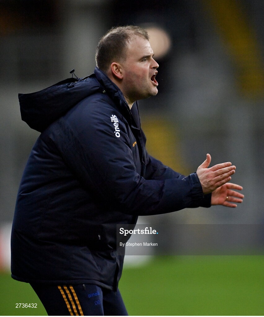 17 February 2024; Roscommon manager Davy Burke during the Allianz Football League Division 1 match between Dublin and Roscommon at Croke Park in Dublin. Photo by Stephen Marken/Sportsfile