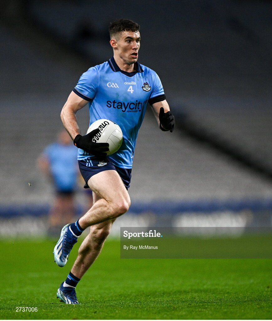 17 February 2024; Lee Gannon of Dublin during the Allianz Football League Division 1 match between Dublin and Roscommon at Croke Park in Dublin. Photo by Ray McManus/Sportsfile