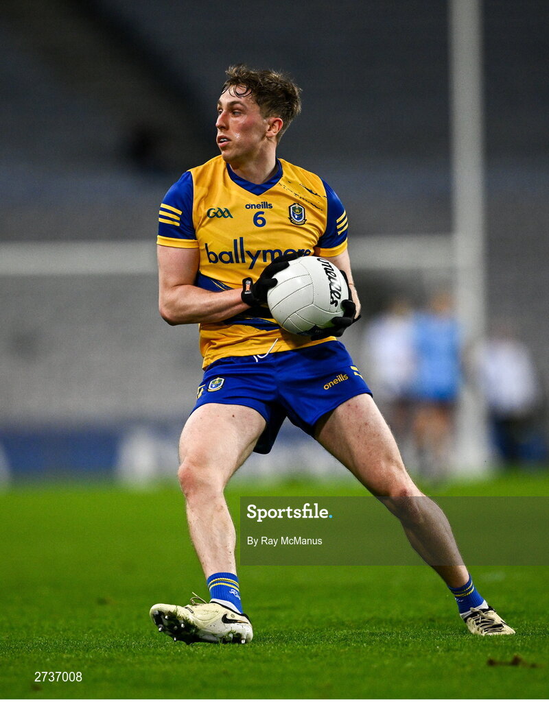 17 February 2024; Evan Flynn of Roscommon during the Allianz Football League Division 1 match between Dublin and Roscommon at Croke Park in Dublin. Photo by Ray McManus/Sportsfile
