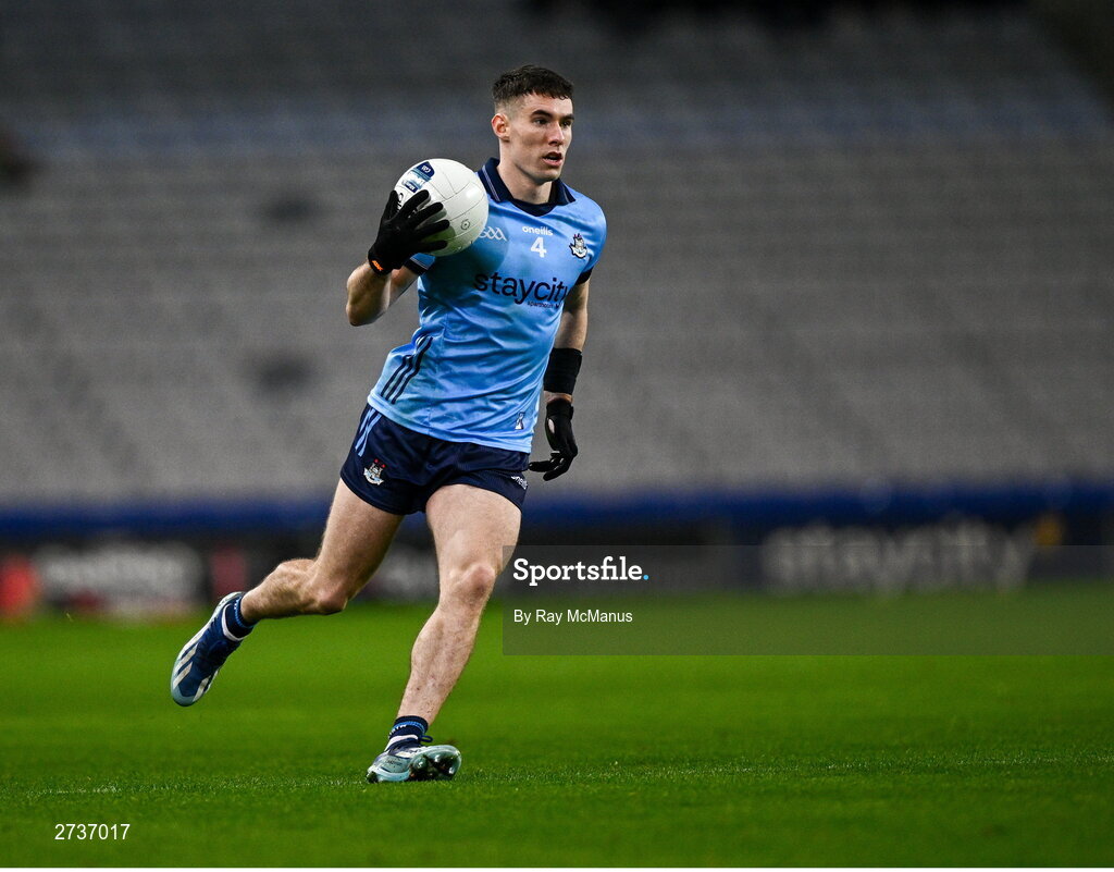 17 February 2024; Lee Gannon of Dublin during the Allianz Football League Division 1 match between Dublin and Roscommon at Croke Park in Dublin. Photo by Ray McManus/Sportsfile