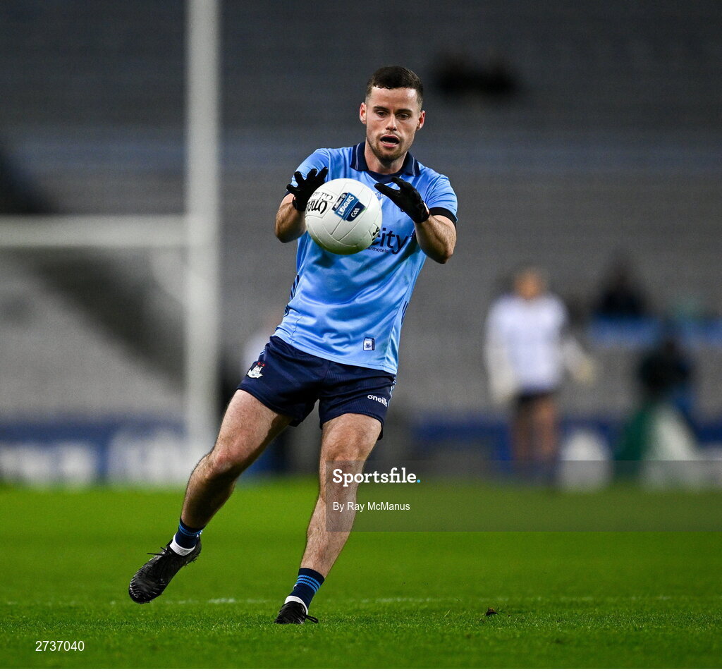 17 February 2024; Ross McGarry of Dublin during the Allianz Football League Division 1 match between Dublin and Roscommon at Croke Park in Dublin. Photo by Ray McManus/Sportsfile