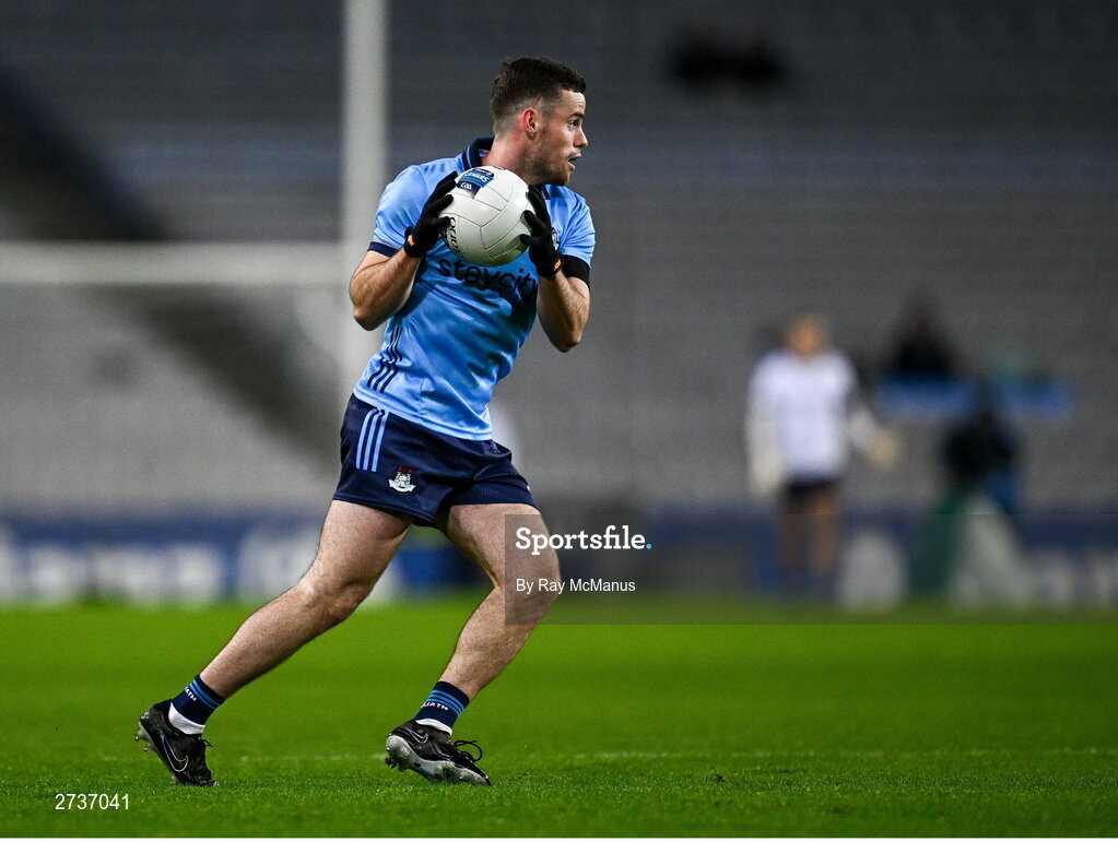 17 February 2024; Ross McGarry of Dublin during the Allianz Football League Division 1 match between Dublin and Roscommon at Croke Park in Dublin. Photo by Ray McManus/Sportsfile