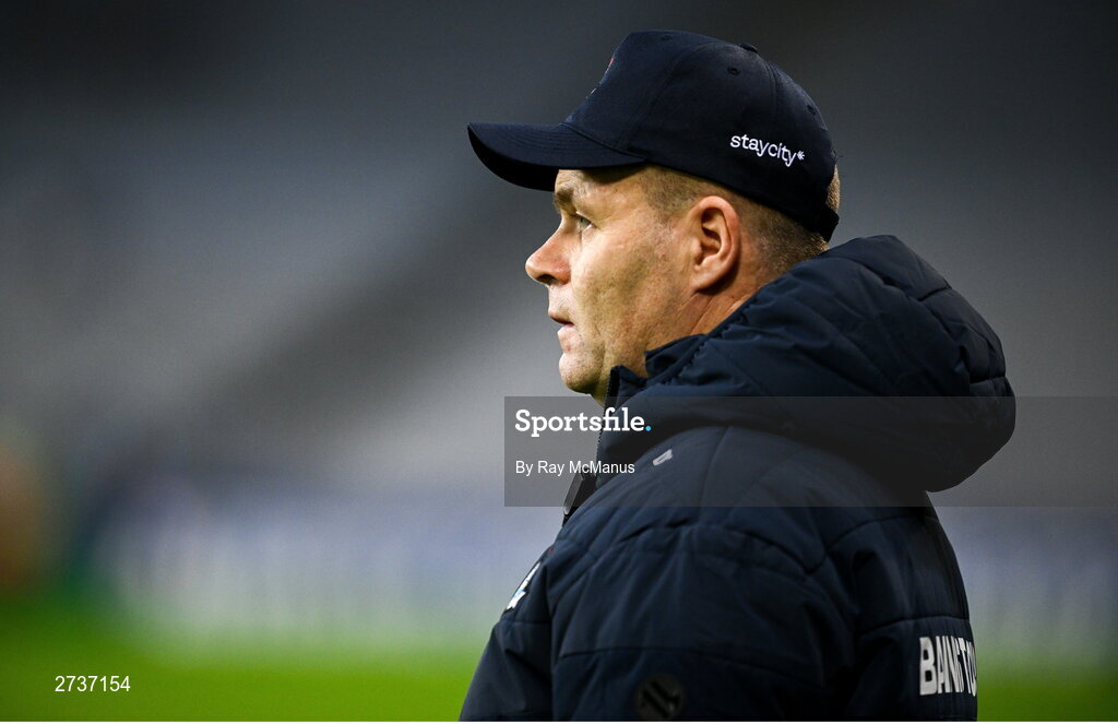 17 February 2024; Dublin manager Dessie Farrell during the Allianz Football League Division 1 match between Dublin and Roscommon at Croke Park in Dublin. Photo by Ray McManus/Sportsfile