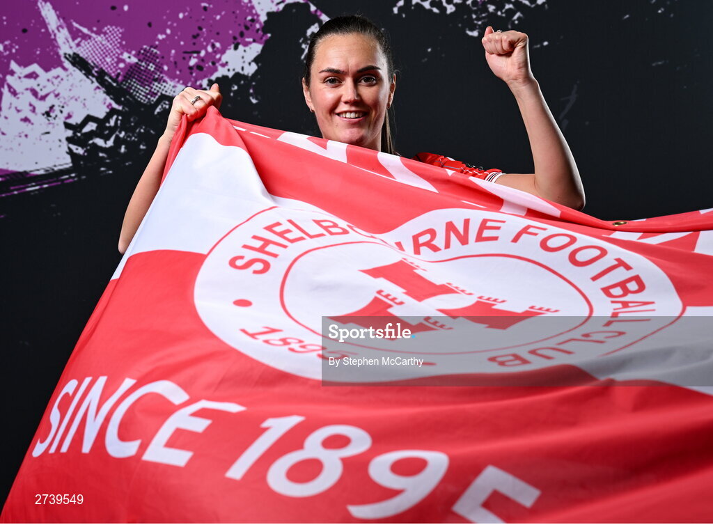 21 February 2024; Jess Gargan poses for a portrait during a Shelbourne FC squad portraits at Tolka Park in Dublin. Photo by Stephen McCarthy/Sportsfile
