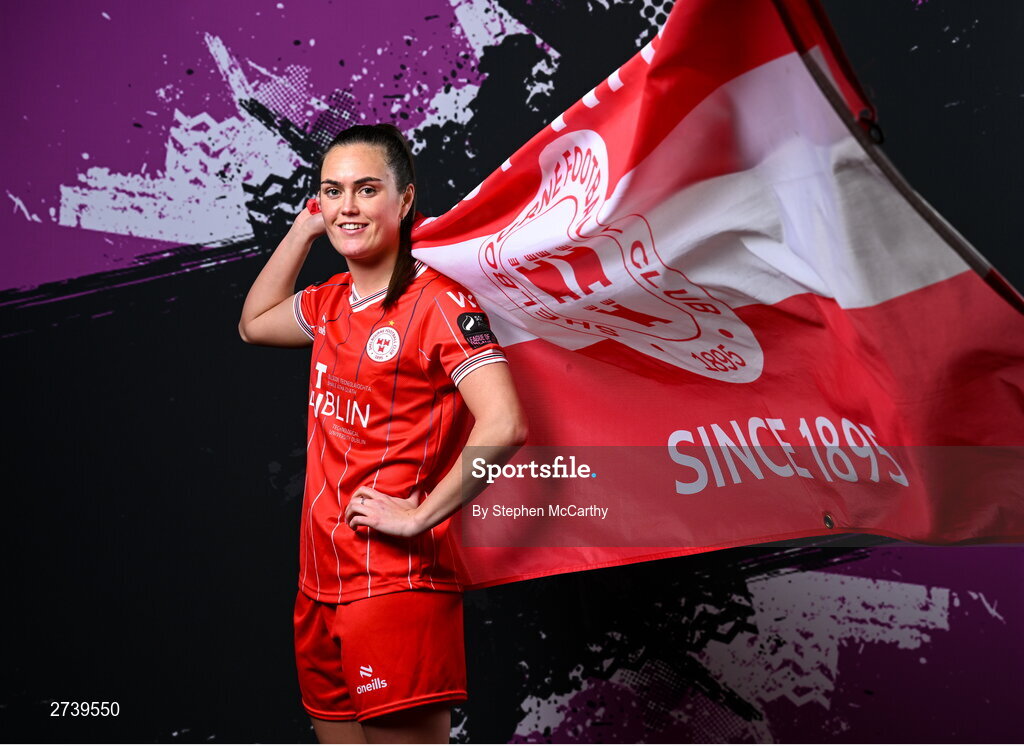 21 February 2024; Jess Gargan poses for a portrait during a Shelbourne FC squad portraits at Tolka Park in Dublin. Photo by Stephen McCarthy/Sportsfile