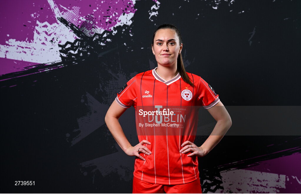 21 February 2024; Jess Gargan poses for a portrait during a Shelbourne FC squad portraits at Tolka Park in Dublin. Photo by Stephen McCarthy/Sportsfile