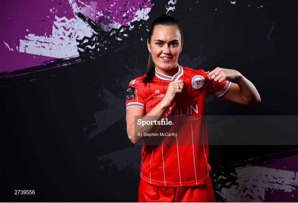 21 February 2024; Jess Gargan poses for a portrait during a Shelbourne FC squad portraits at Tolka Park in Dublin. Photo by Stephen McCarthy/Sportsfile