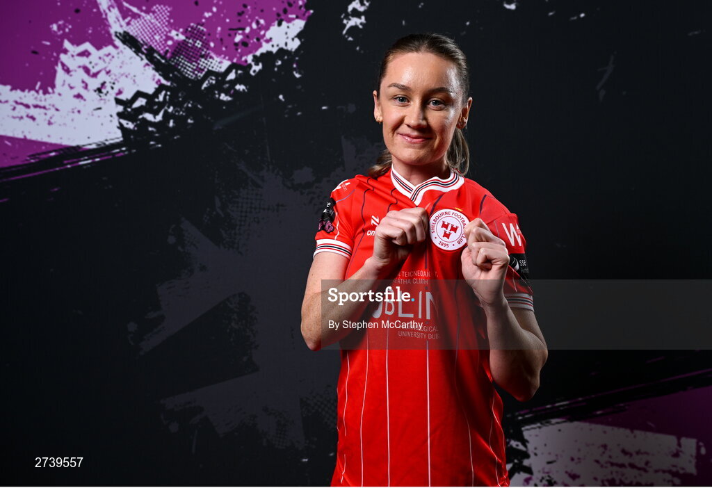 21 February 2024; Rachel Graham poses for a portrait during a Shelbourne FC squad portraits at Tolka Park in Dublin. Photo by Stephen McCarthy/Sportsfile