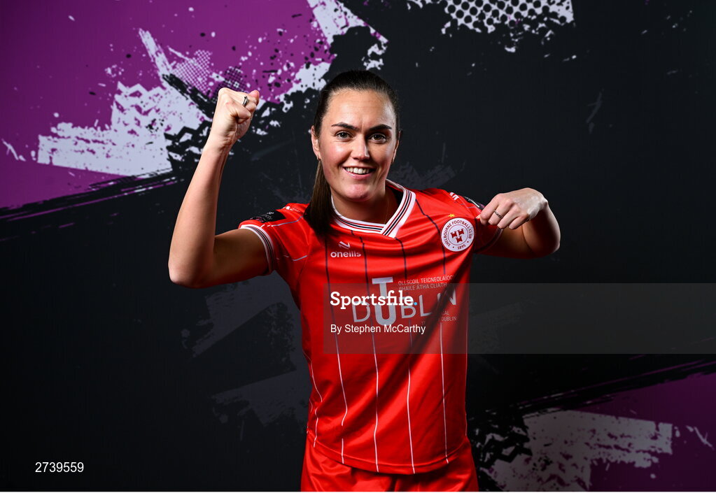 21 February 2024; Jess Gargan poses for a portrait during a Shelbourne FC squad portraits at Tolka Park in Dublin. Photo by Stephen McCarthy/Sportsfile
