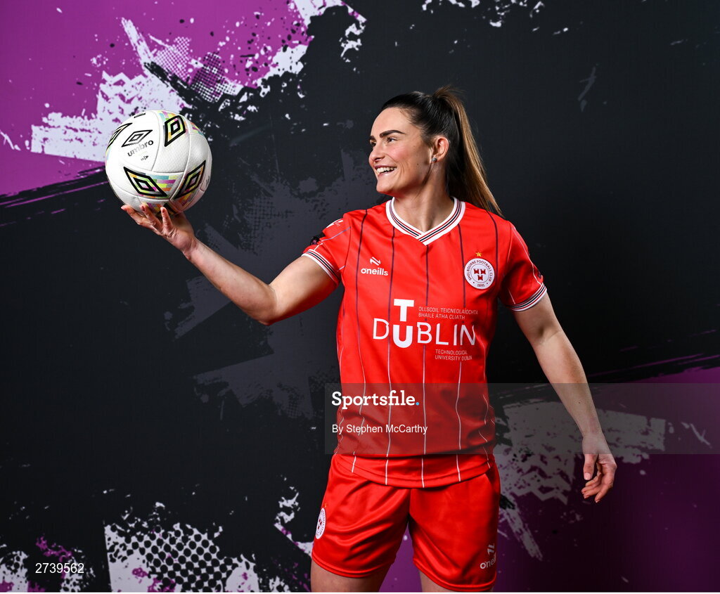 21 February 2024; Jemma Quinn poses for a portrait during a Shelbourne FC squad portraits at Tolka Park in Dublin. Photo by Stephen McCarthy/Sportsfile
