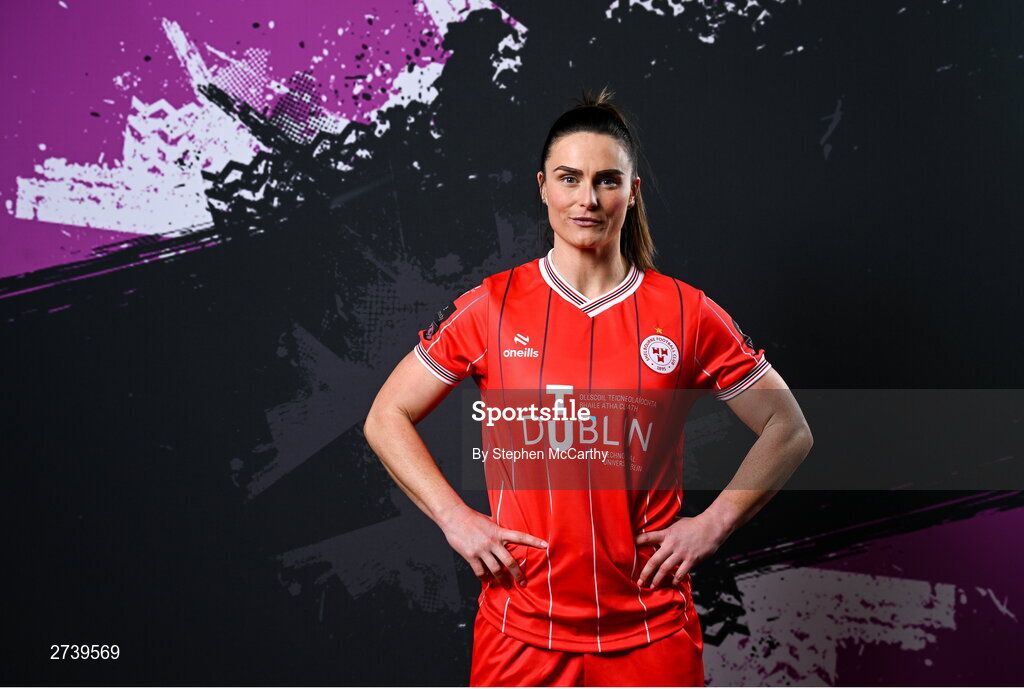 21 February 2024; Jemma Quinn poses for a portrait during a Shelbourne FC squad portraits at Tolka Park in Dublin. Photo by Stephen McCarthy/Sportsfile