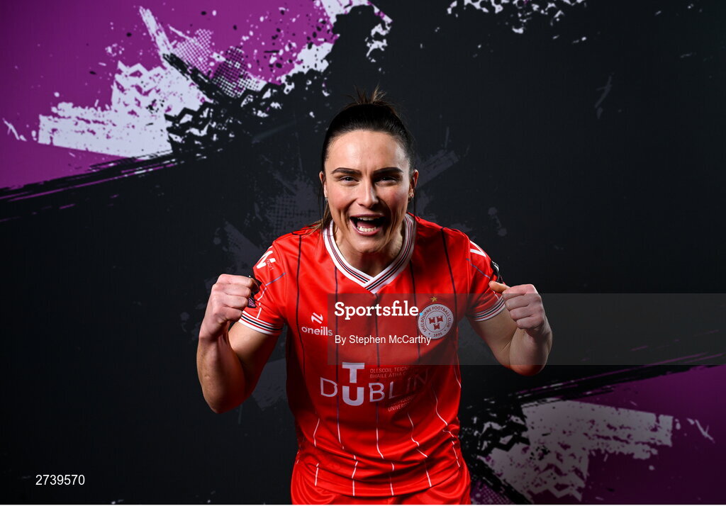 21 February 2024; Jemma Quinn poses for a portrait during a Shelbourne FC squad portraits at Tolka Park in Dublin. Photo by Stephen McCarthy/Sportsfile