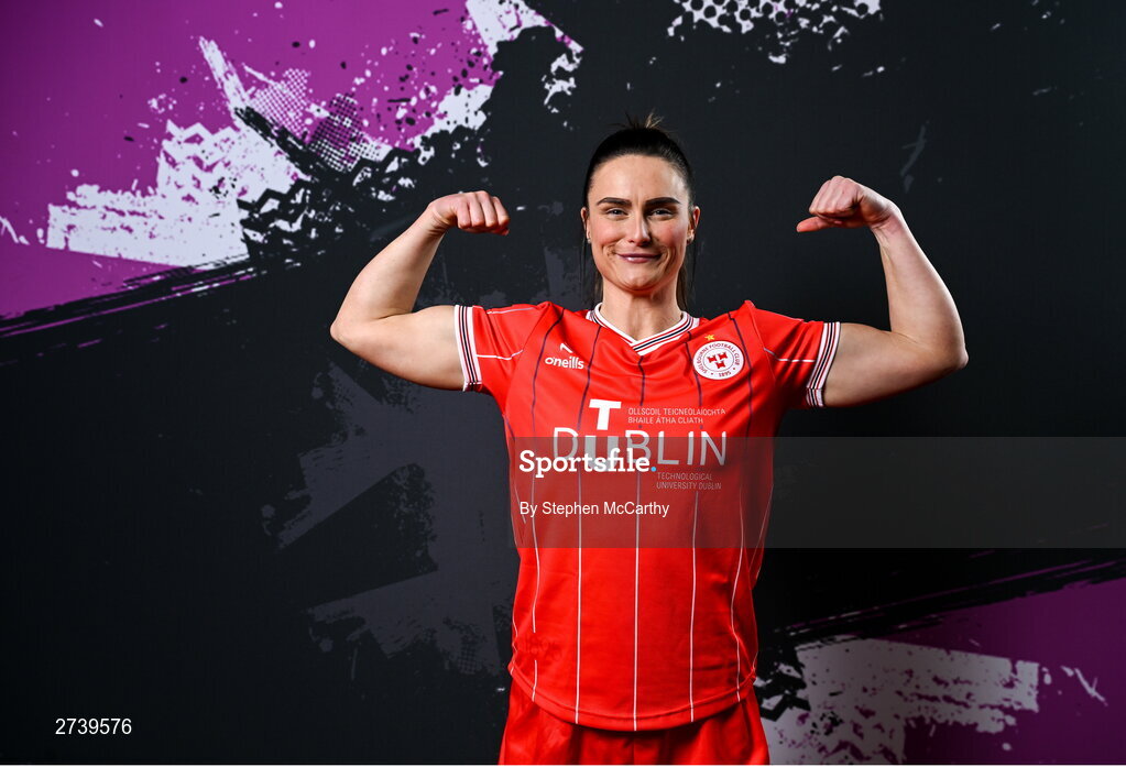 21 February 2024; Jemma Quinn poses for a portrait during a Shelbourne FC squad portraits at Tolka Park in Dublin. Photo by Stephen McCarthy/Sportsfile