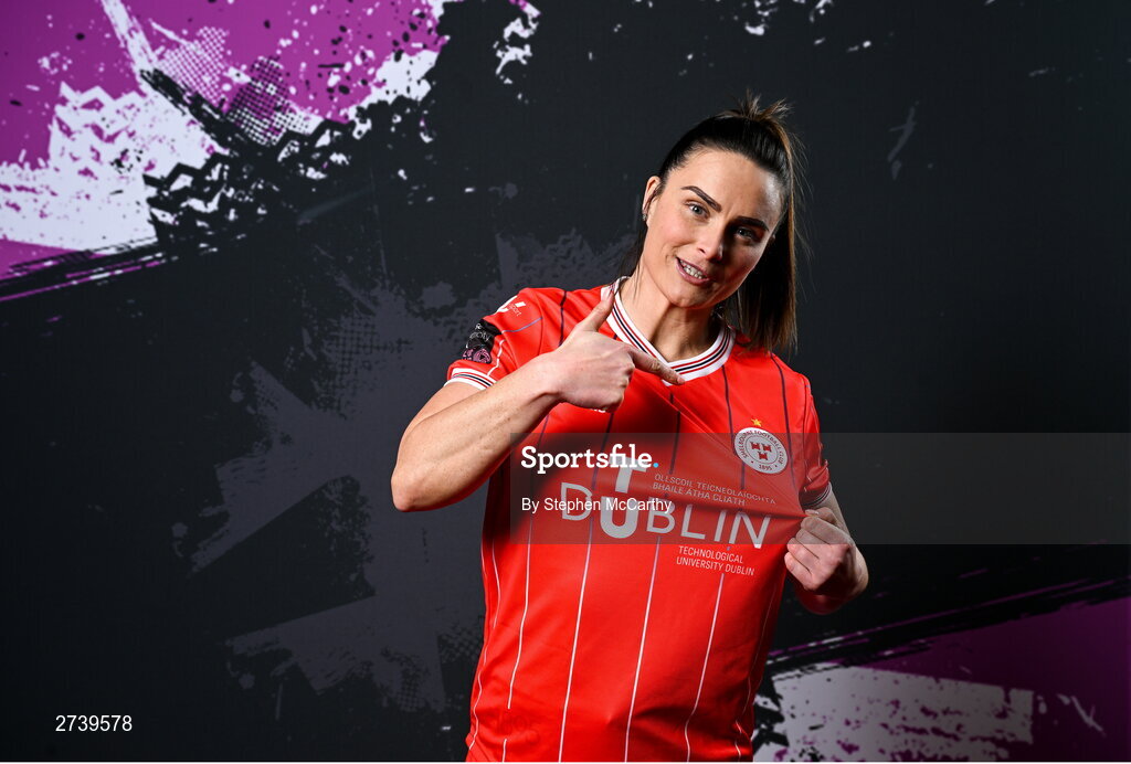 21 February 2024; Jemma Quinn poses for a portrait during a Shelbourne FC squad portraits at Tolka Park in Dublin. Photo by Stephen McCarthy/Sportsfile