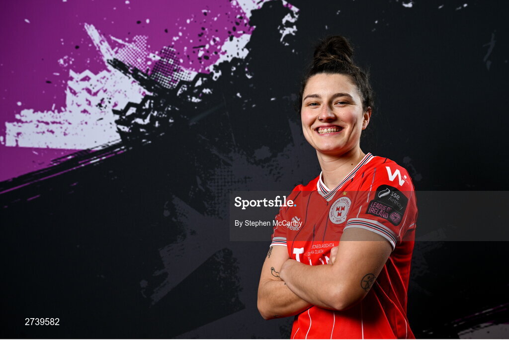 21 February 2024; Keeva Keenan poses for a portrait during a Shelbourne FC squad portraits at Tolka Park in Dublin. Photo by Stephen McCarthy/Sportsfile