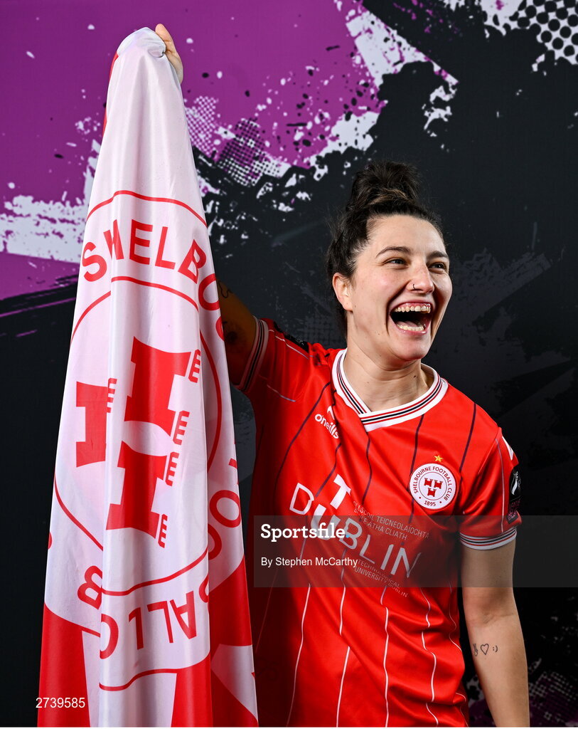21 February 2024; Keeva Keenan poses for a portrait during a Shelbourne FC squad portraits at Tolka Park in Dublin. Photo by Stephen McCarthy/Sportsfile