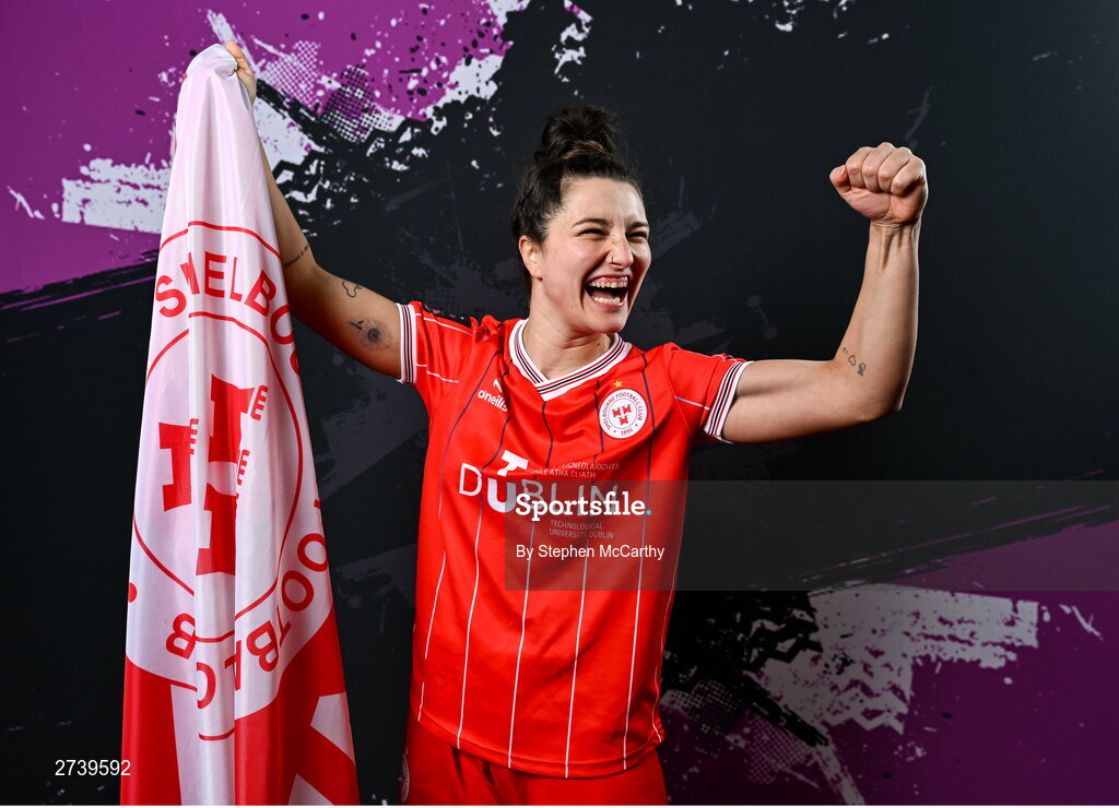 21 February 2024; Keeva Keenan poses for a portrait during a Shelbourne FC squad portraits at Tolka Park in Dublin. Photo by Stephen McCarthy/Sportsfile