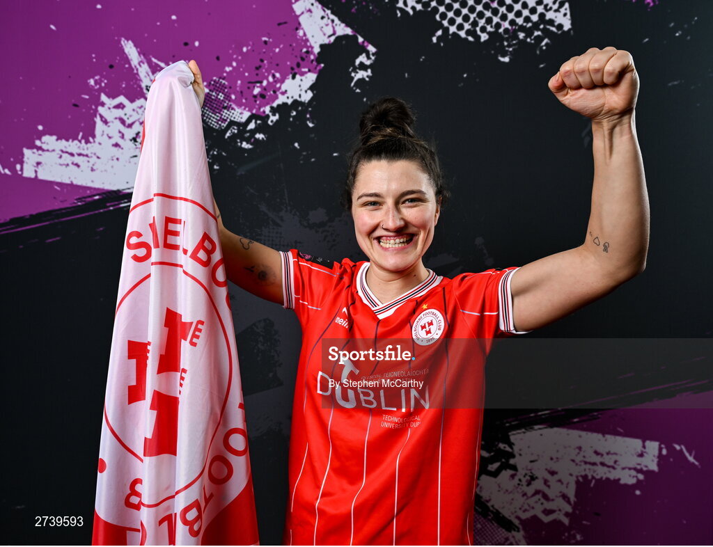 21 February 2024; Keeva Keenan poses for a portrait during a Shelbourne FC squad portraits at Tolka Park in Dublin. Photo by Stephen McCarthy/Sportsfile