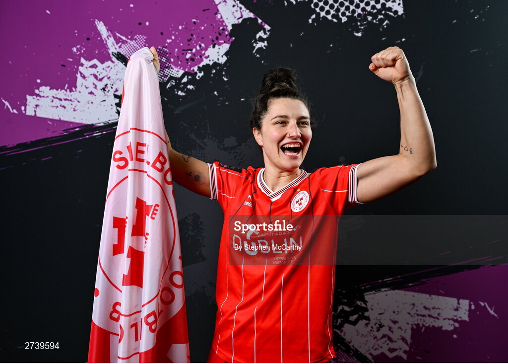 21 February 2024; Keeva Keenan poses for a portrait during a Shelbourne FC squad portraits at Tolka Park in Dublin. Photo by Stephen McCarthy/Sportsfile
