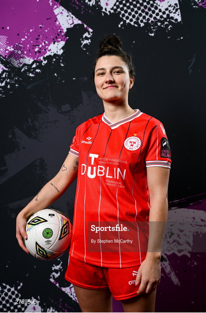 21 February 2024; Keeva Keenan poses for a portrait during a Shelbourne FC squad portraits at Tolka Park in Dublin. Photo by Stephen McCarthy/Sportsfile